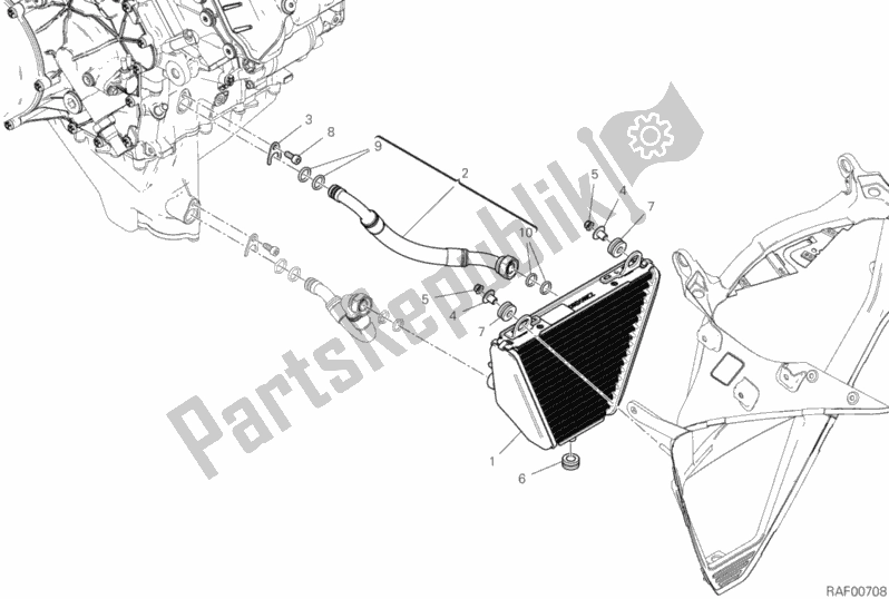 All parts for the Oil Cooler of the Ducati Superbike Superleggera V4 USA 998 2020